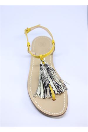 Flip flop flat sandals with python tassels Da Costanzo | NAPPINE2PGIALLO